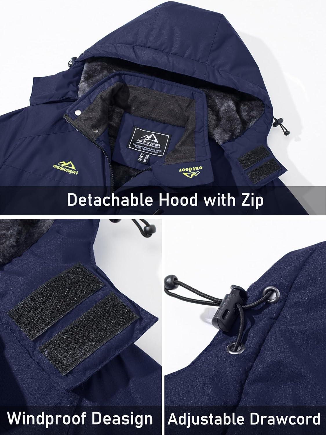 imageMAGCOMSEN Mens Winter Coats Water Resistant Snow Ski Jacket Fleece Lined Parka 5 PocketsDark Blue