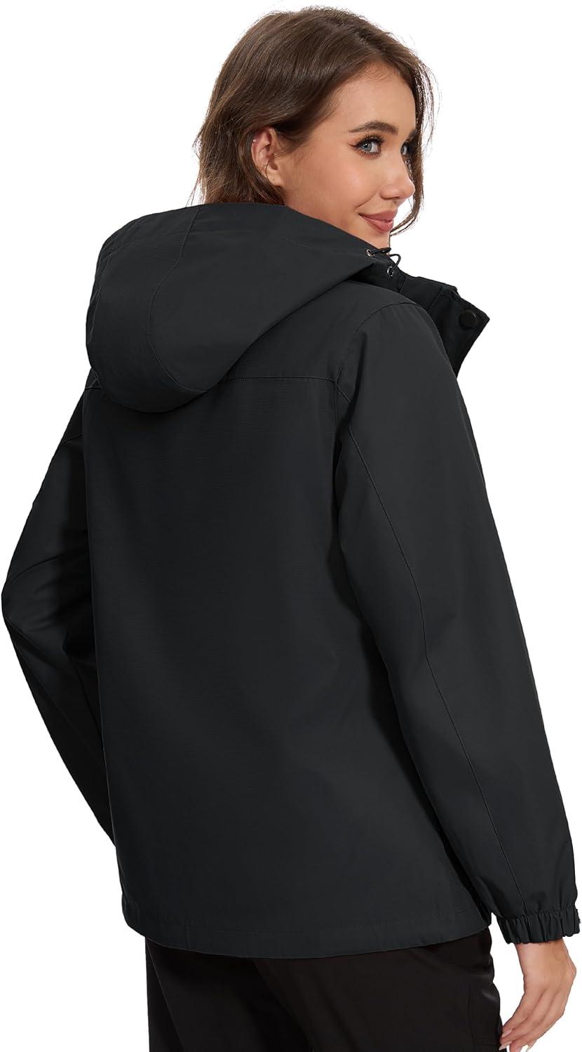 imageMAGCOMSEN Womens 3 in 1 Ski Jacket Water Resistant Winter Snow Coat Warm Fleece Lined Windproof Hiking Rain OutwearBlack