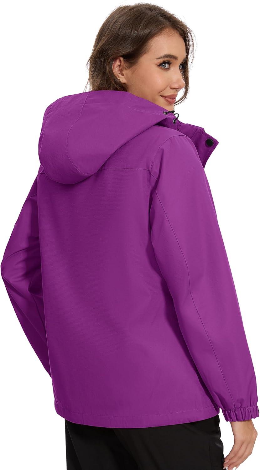 imageMAGCOMSEN Womens 3 in 1 Ski Jacket Water Resistant Winter Snow Coat Warm Fleece Lined Windproof Hiking Rain OutwearPurple