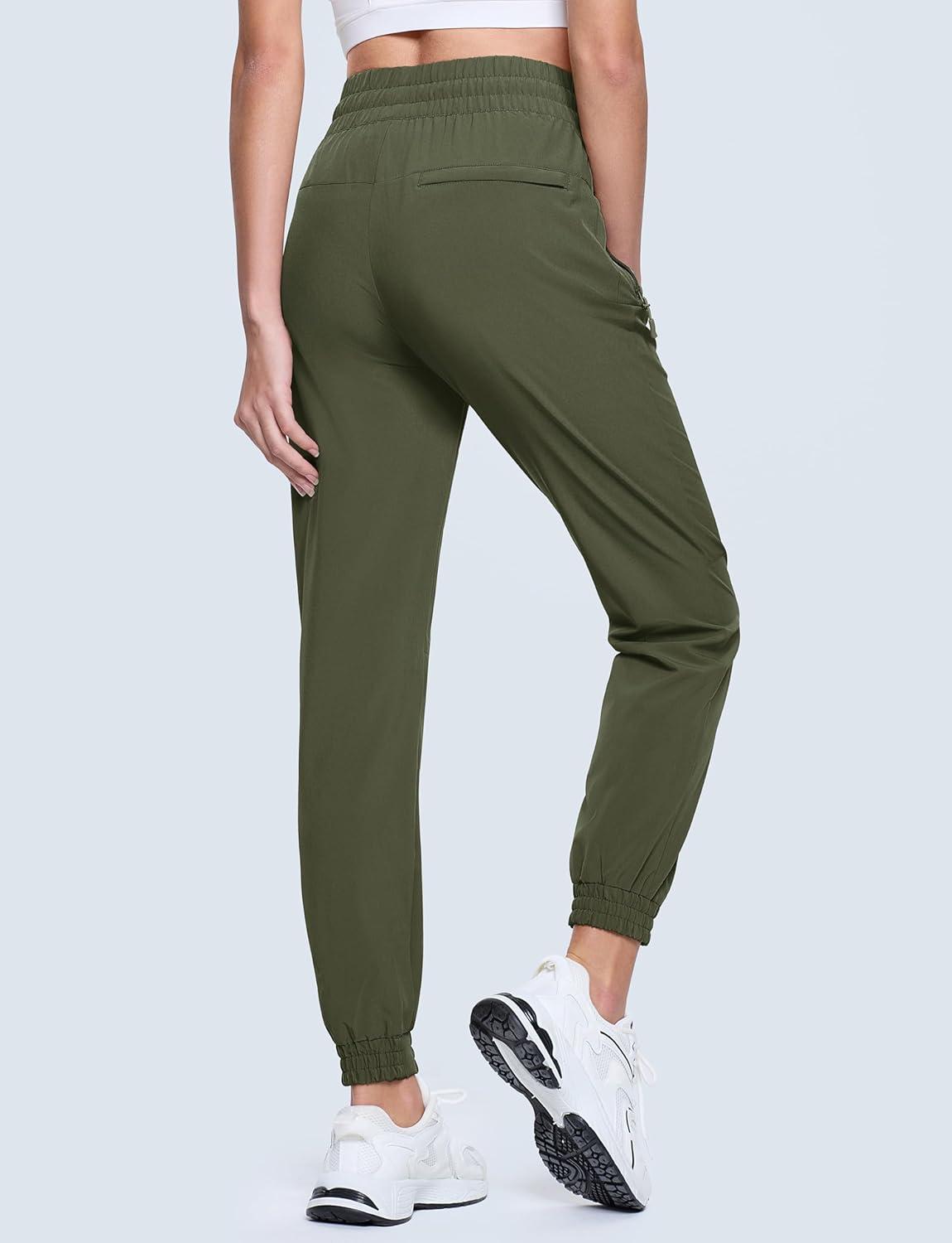 imageMAGCOMSEN Womens Hiking Pants Lightweight Quick Dry Water Resistant Joggers with Pockets Athletic Travel OutdoorArmy Green