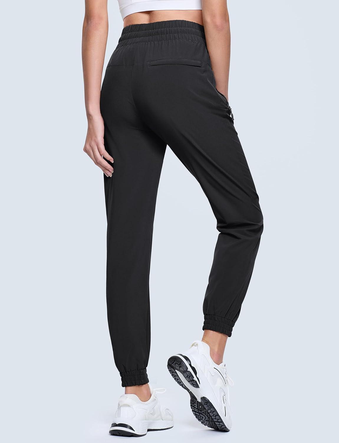 imageMAGCOMSEN Womens Hiking Pants Lightweight Quick Dry Water Resistant Joggers with Pockets Athletic Travel OutdoorBlack
