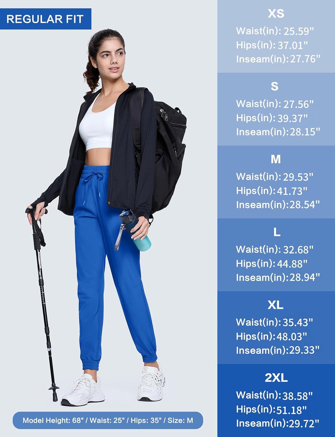 imageMAGCOMSEN Womens Hiking Pants Lightweight Quick Dry Water Resistant Joggers with Pockets Athletic Travel OutdoorBlue