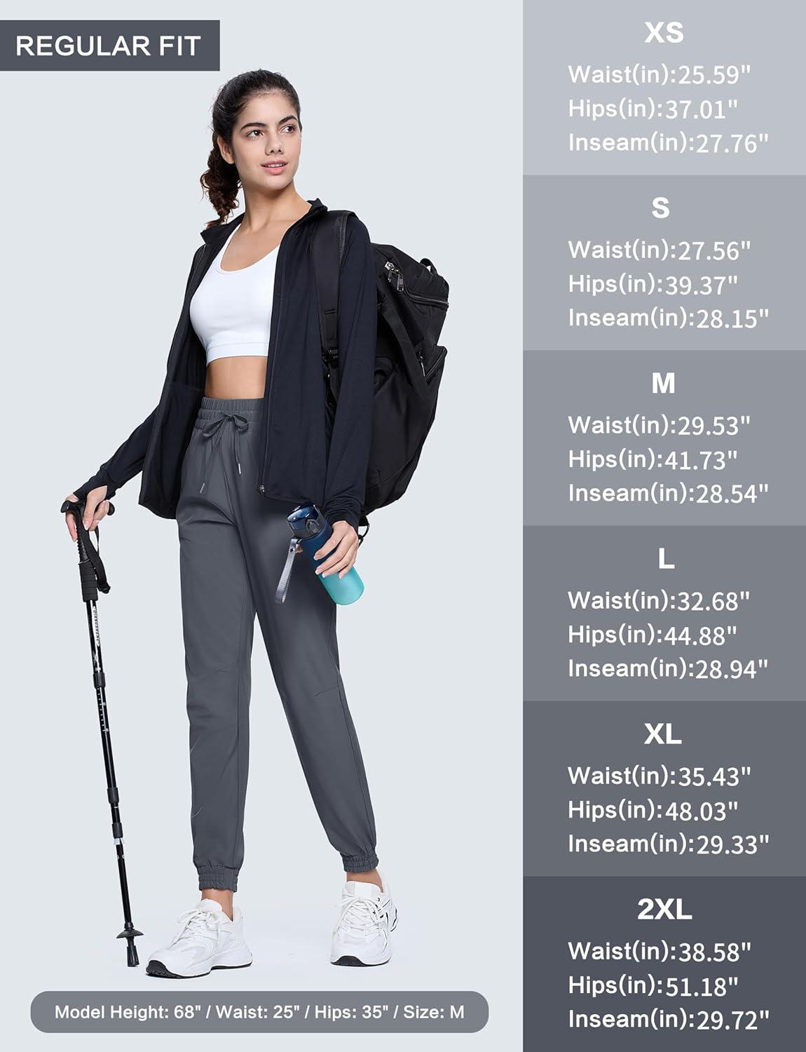 imageMAGCOMSEN Womens Hiking Pants Lightweight Quick Dry Water Resistant Joggers with Pockets Athletic Travel OutdoorDark Grey