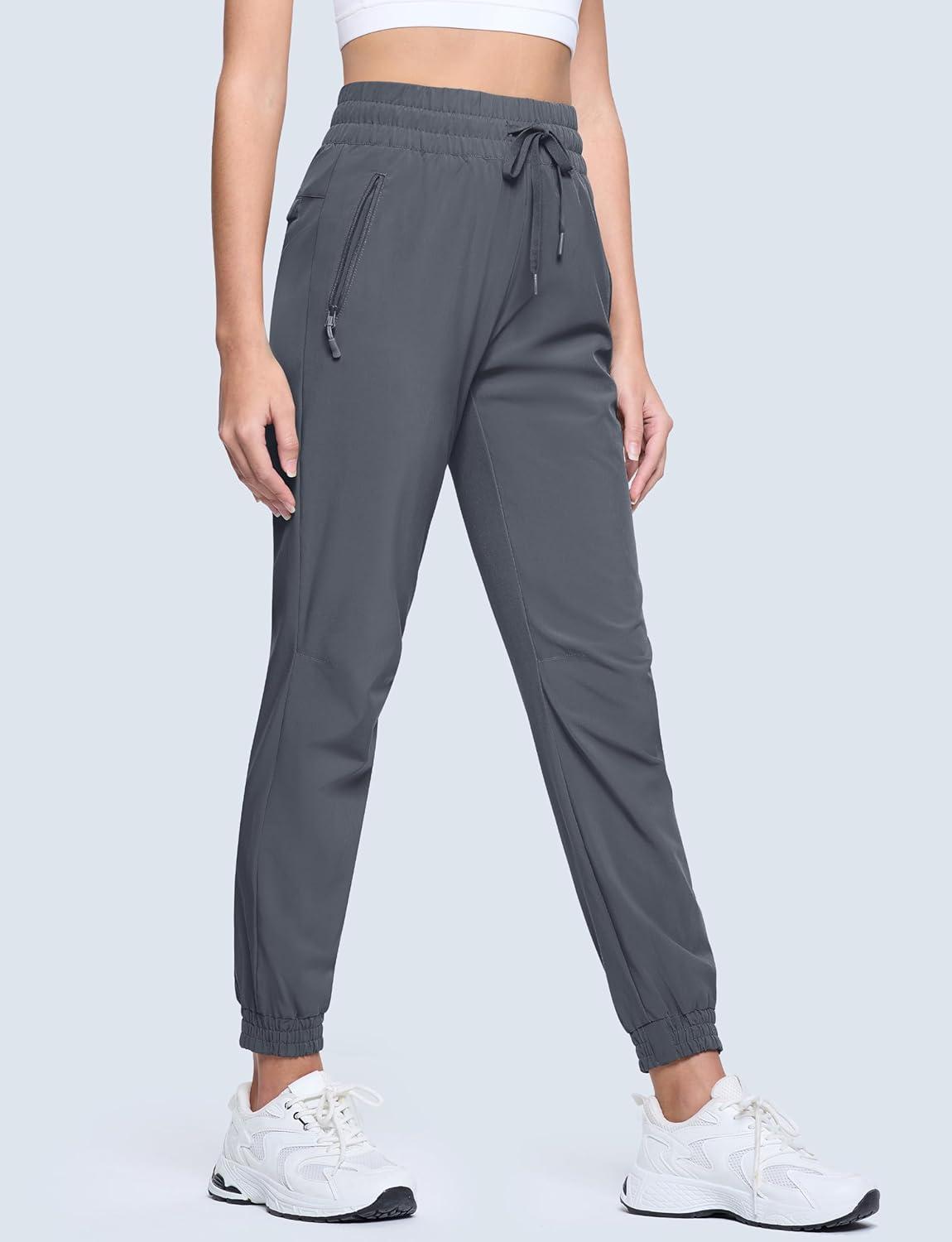 imageMAGCOMSEN Womens Hiking Pants Lightweight Quick Dry Water Resistant Joggers with Pockets Athletic Travel OutdoorDark Grey
