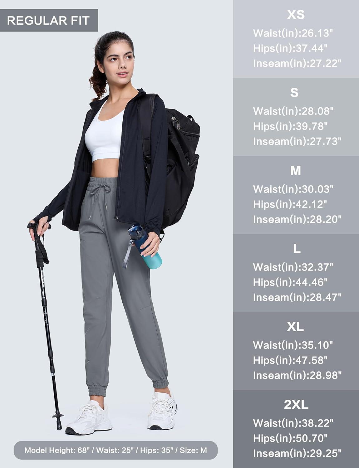 imageMAGCOMSEN Womens Hiking Pants Lightweight Quick Dry Water Resistant Joggers with Pockets Athletic Travel OutdoorLight Grey