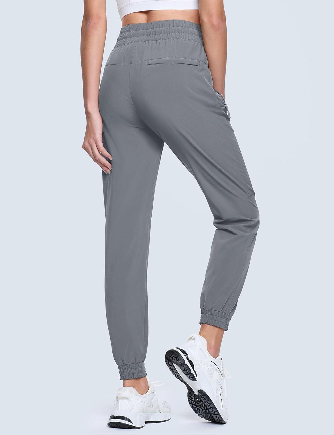 imageMAGCOMSEN Womens Hiking Pants Lightweight Quick Dry Water Resistant Joggers with Pockets Athletic Travel OutdoorLight Grey