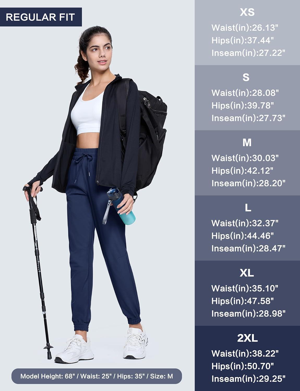 imageMAGCOMSEN Womens Hiking Pants Lightweight Quick Dry Water Resistant Joggers with Pockets Athletic Travel OutdoorNavy