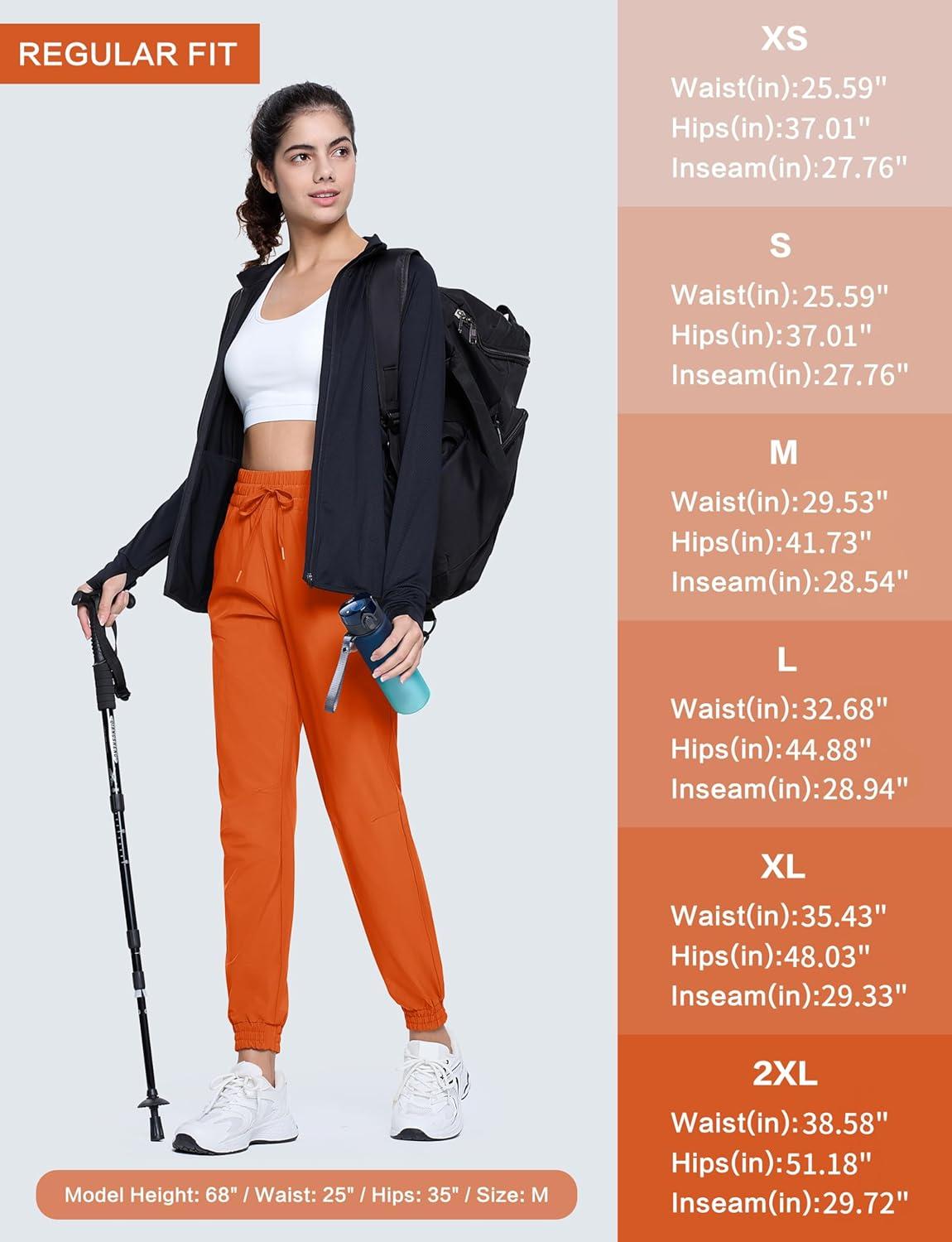 imageMAGCOMSEN Womens Hiking Pants Lightweight Quick Dry Water Resistant Joggers with Pockets Athletic Travel OutdoorOrange