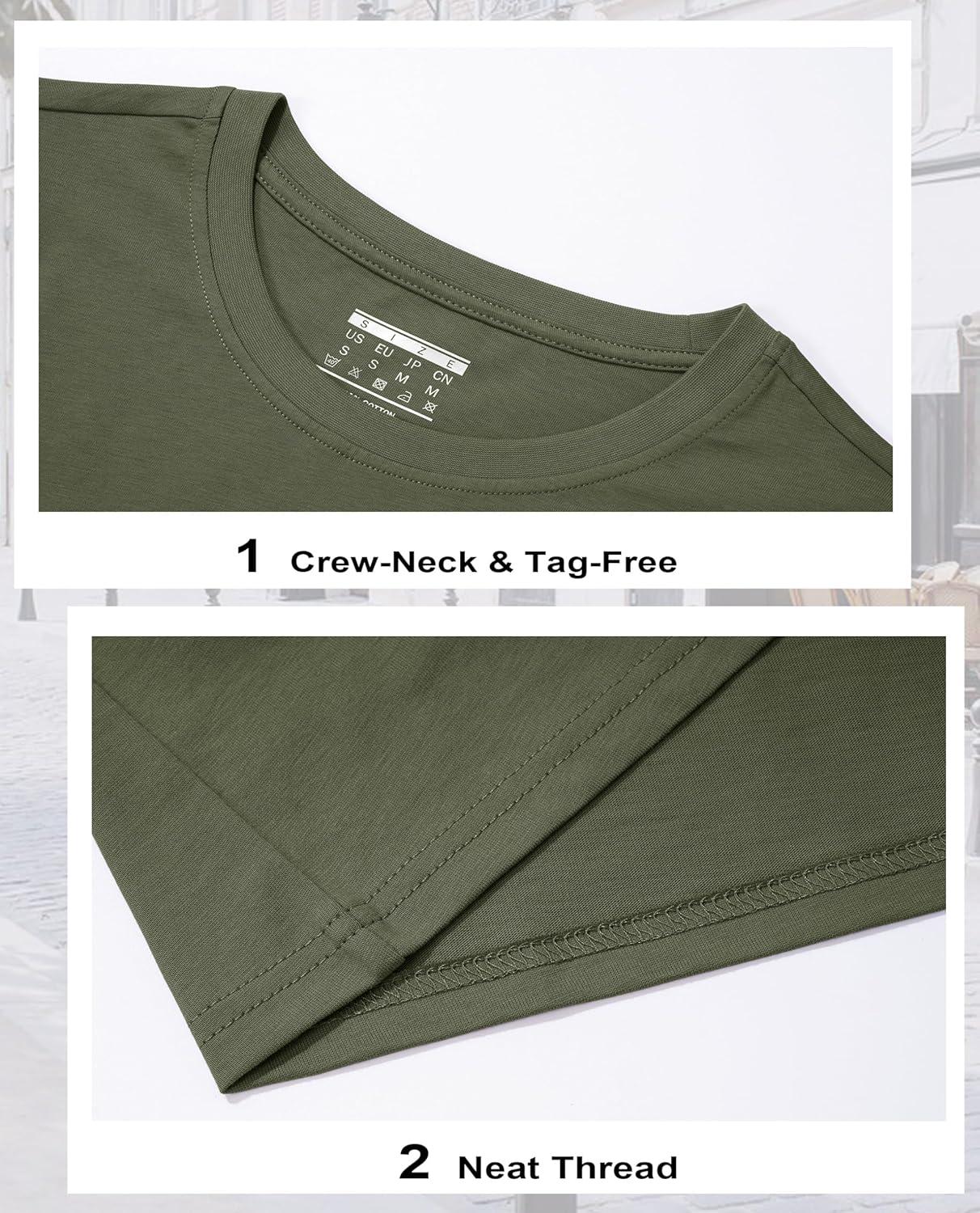 imageMAGCOMSEN Womens LongSleeve CrewNeck Cotton TShirt ClassicFit Shirt Soft Breathable Casual Tee Basic TopsArmy Green