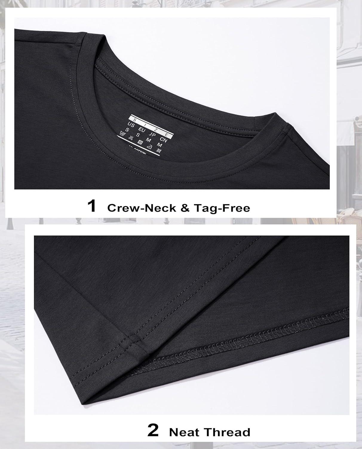 imageMAGCOMSEN Womens LongSleeve CrewNeck Cotton TShirt ClassicFit Shirt Soft Breathable Casual Tee Basic TopsBlack
