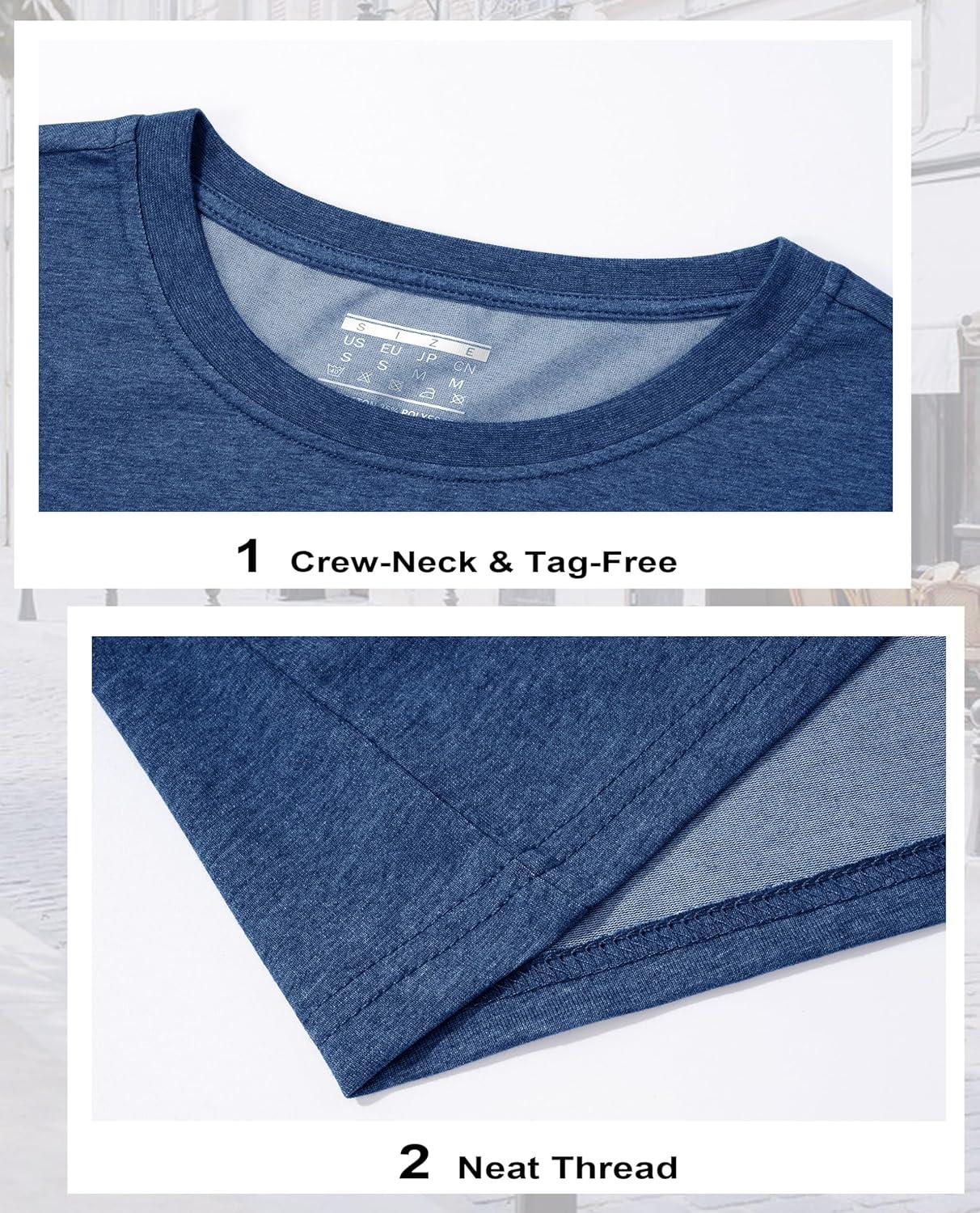 imageMAGCOMSEN Womens LongSleeve CrewNeck Cotton TShirt ClassicFit Shirt Soft Breathable Casual Tee Basic TopsDark Bluegray