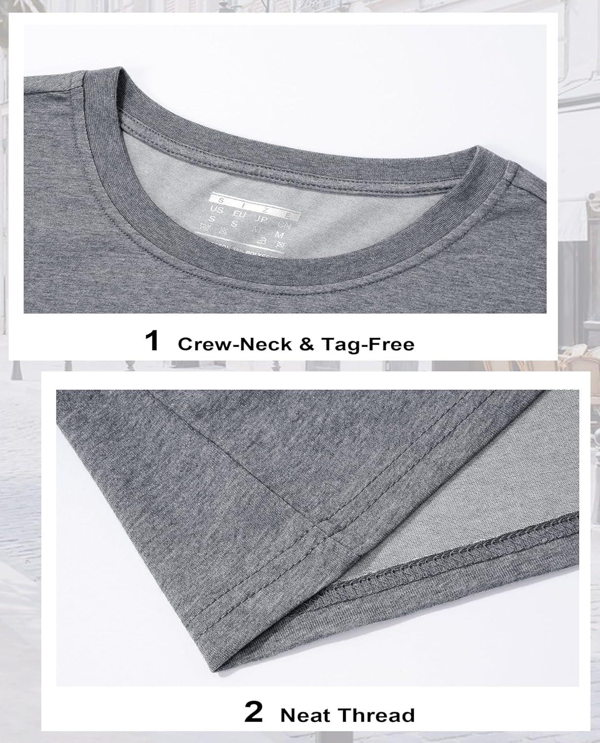 imageMAGCOMSEN Womens LongSleeve CrewNeck Cotton TShirt ClassicFit Shirt Soft Breathable Casual Tee Basic TopsDark Gray