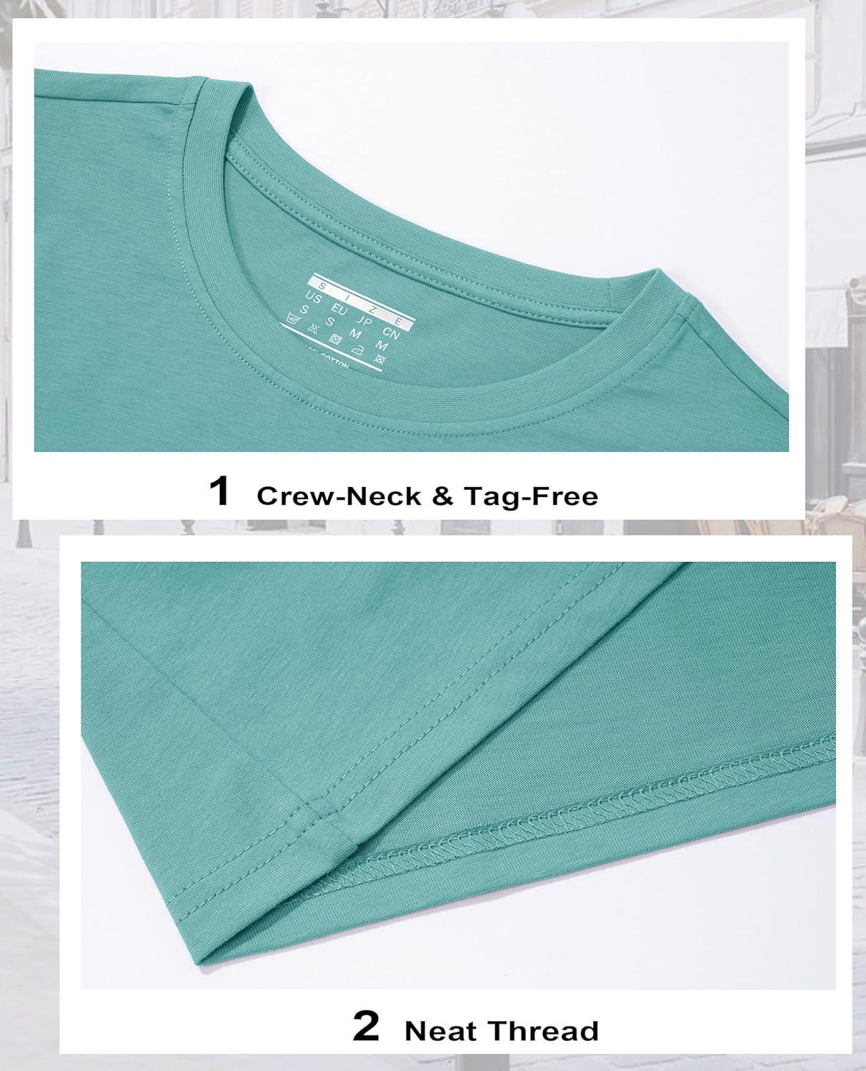 imageMAGCOMSEN Womens LongSleeve CrewNeck Cotton TShirt ClassicFit Shirt Soft Breathable Casual Tee Basic TopsGray Green