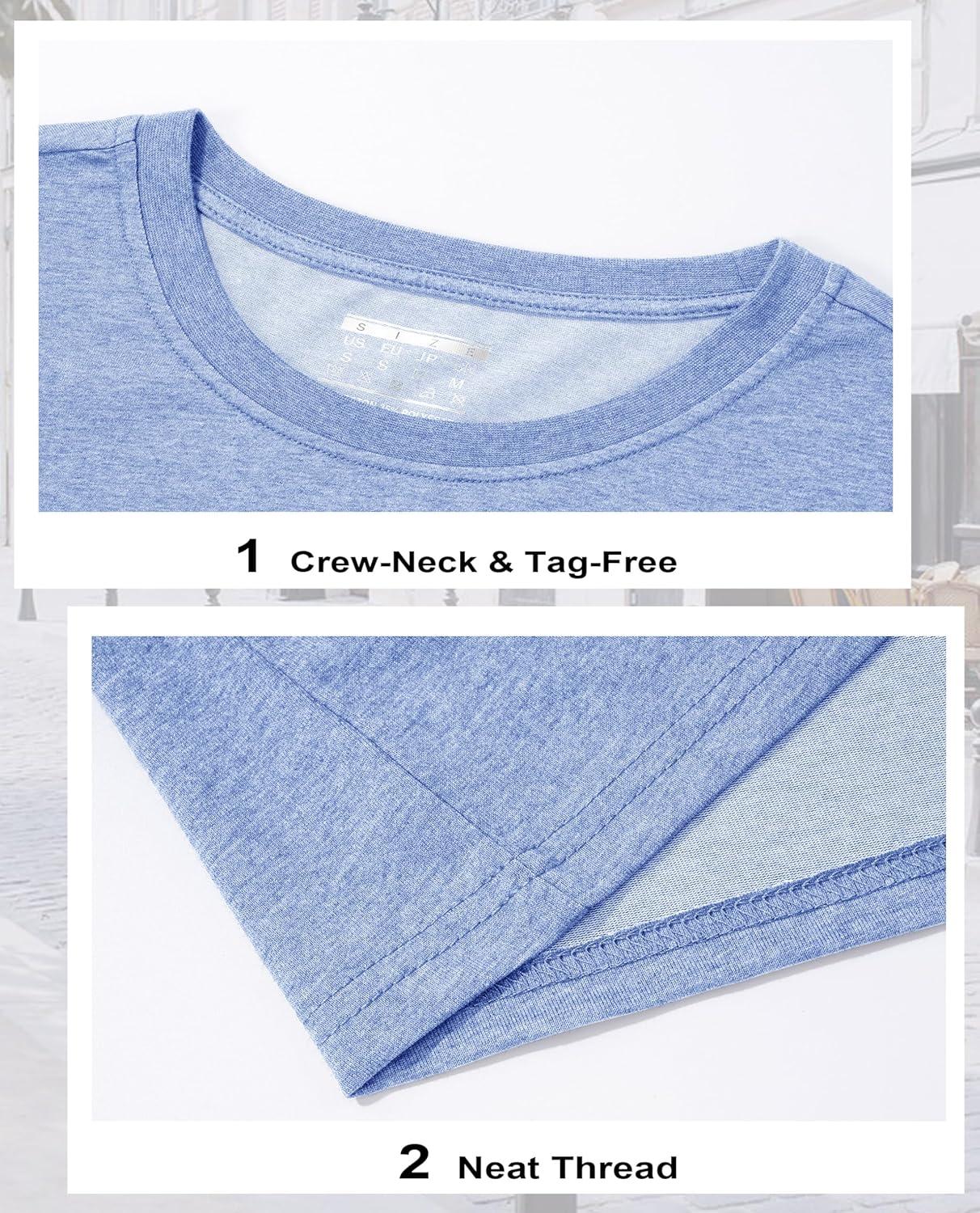 imageMAGCOMSEN Womens LongSleeve CrewNeck Cotton TShirt ClassicFit Shirt Soft Breathable Casual Tee Basic TopsLight Bluegray