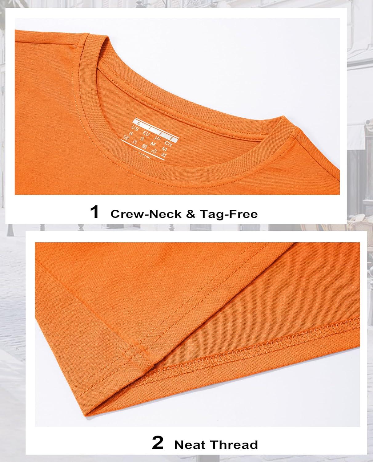 imageMAGCOMSEN Womens LongSleeve CrewNeck Cotton TShirt ClassicFit Shirt Soft Breathable Casual Tee Basic TopsOrange