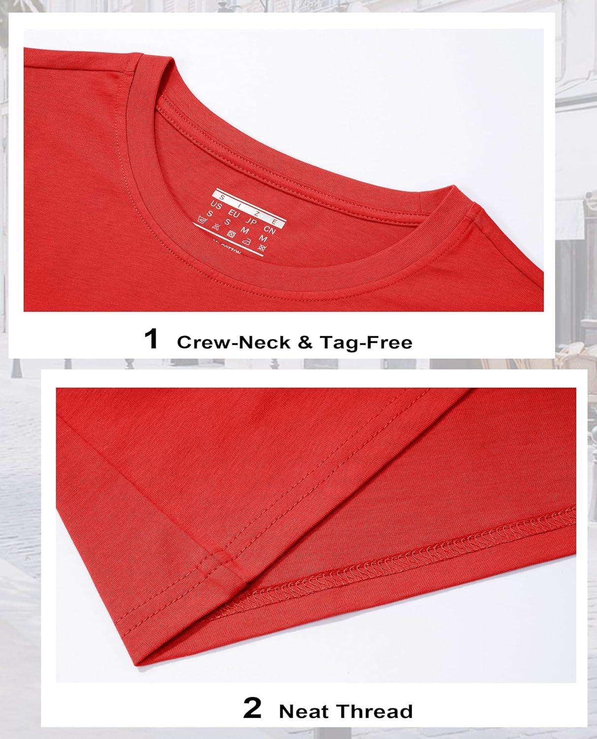 imageMAGCOMSEN Womens LongSleeve CrewNeck Cotton TShirt ClassicFit Shirt Soft Breathable Casual Tee Basic TopsTomato Red