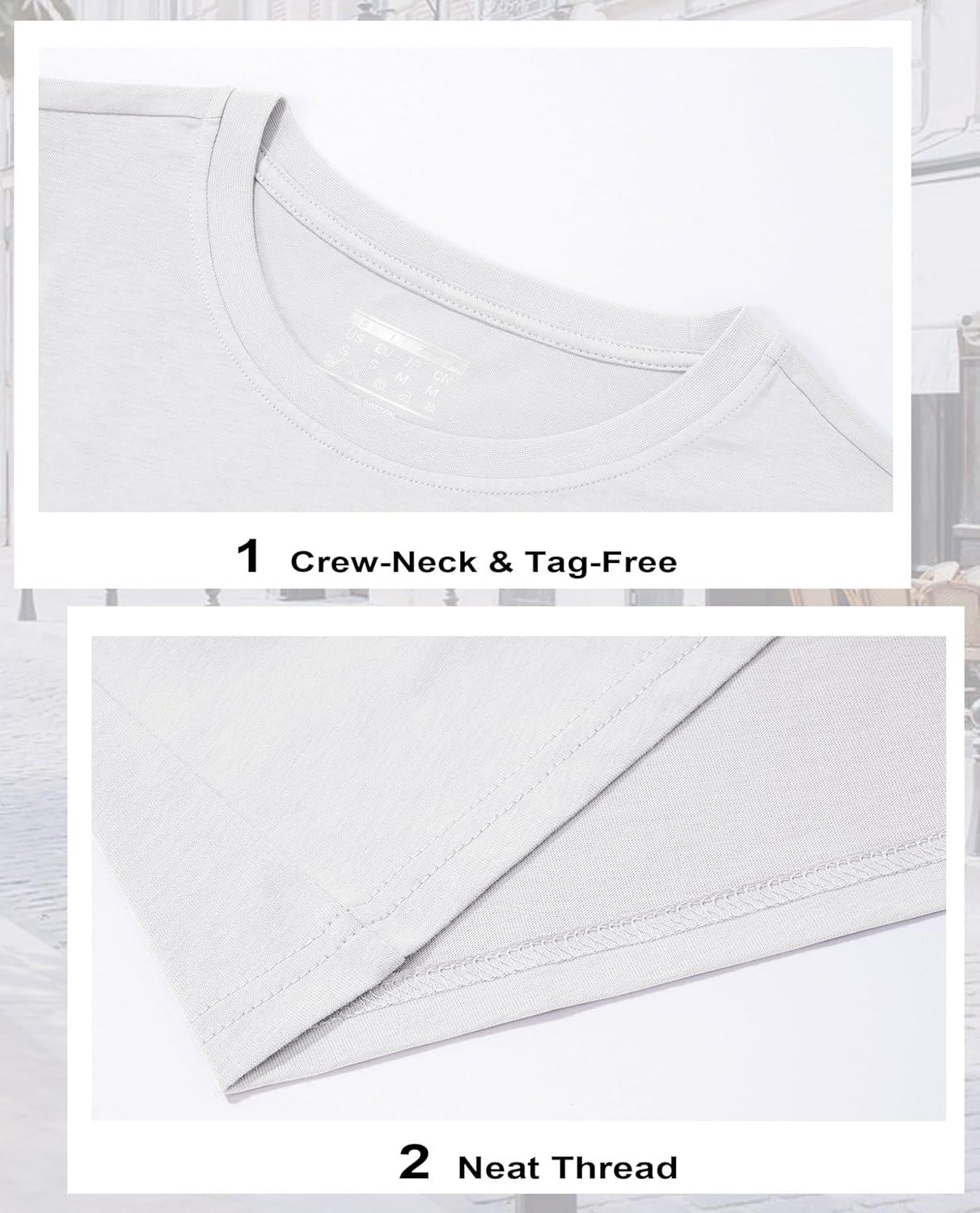 imageMAGCOMSEN Womens LongSleeve CrewNeck Cotton TShirt ClassicFit Shirt Soft Breathable Casual Tee Basic TopsWhite