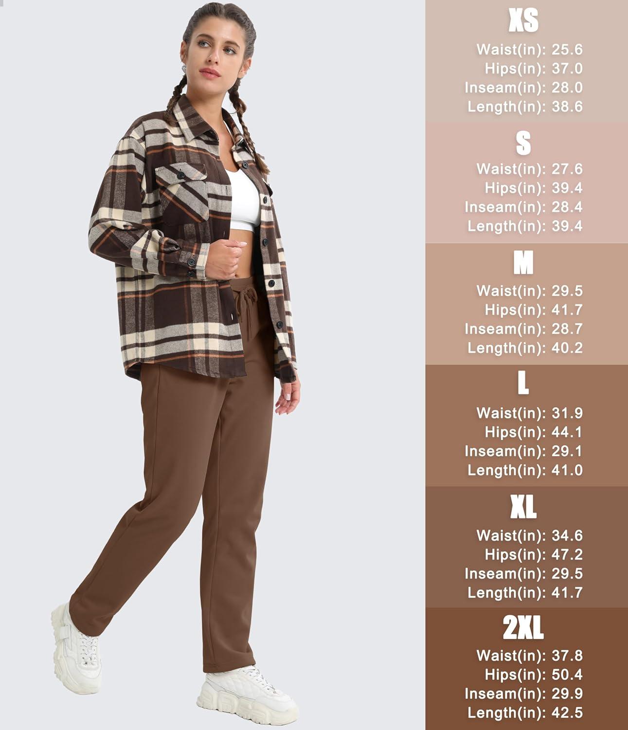 imageMAGCOMSEN Womens Sherpa Lined Sweatpants Winter Warm Fleece Pants Water Resistant Thermal Pants for Lounge Outdoor SnowBrown