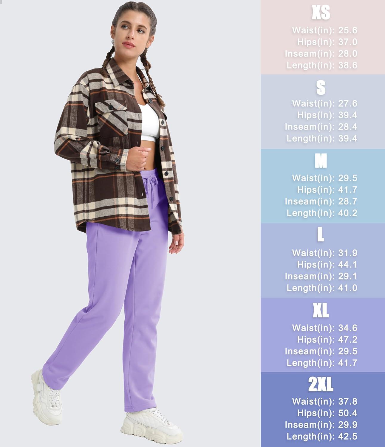 imageMAGCOMSEN Womens Sherpa Lined Sweatpants Winter Warm Fleece Pants Water Resistant Thermal Pants for Lounge Outdoor SnowTaro Purple