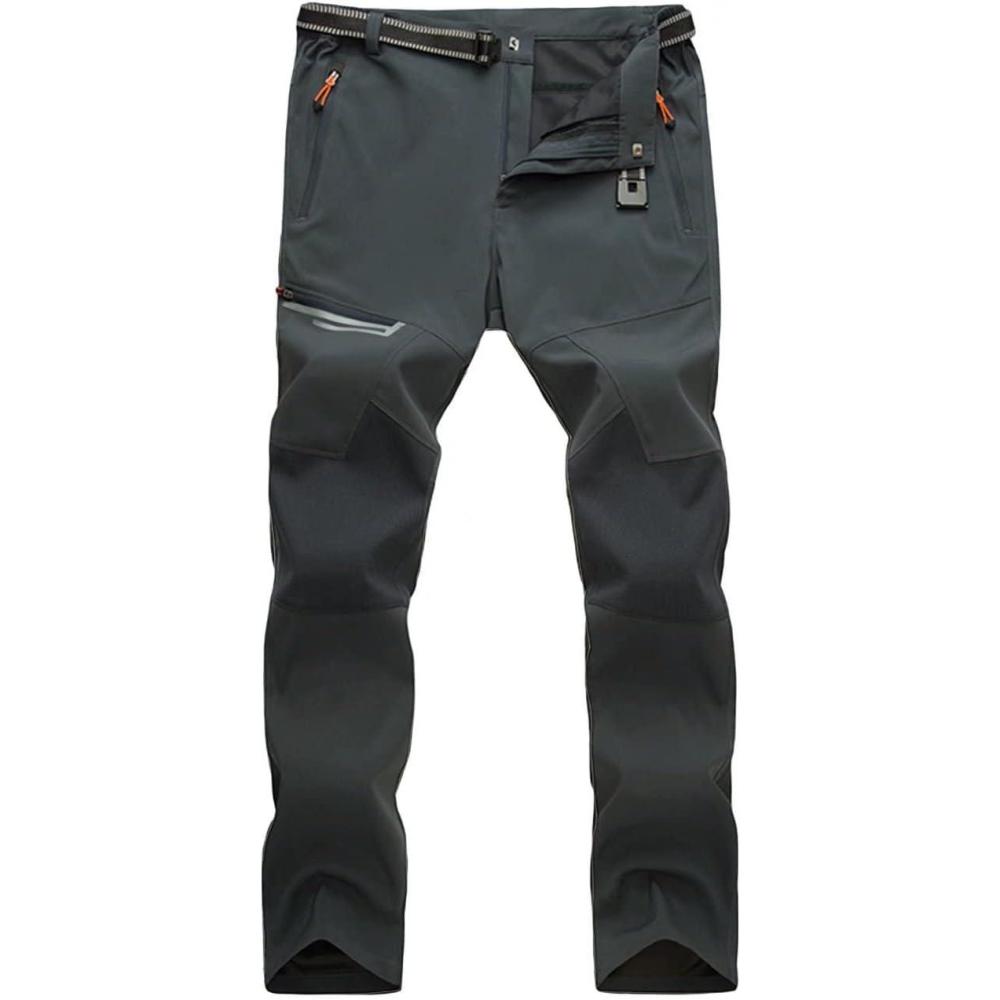imageMAGCOMSEN Mens Hiking Pants QuickDry Water Resistant Reinforced Knee 4 Zip Pockets Outdoor Work PantsDark Grey