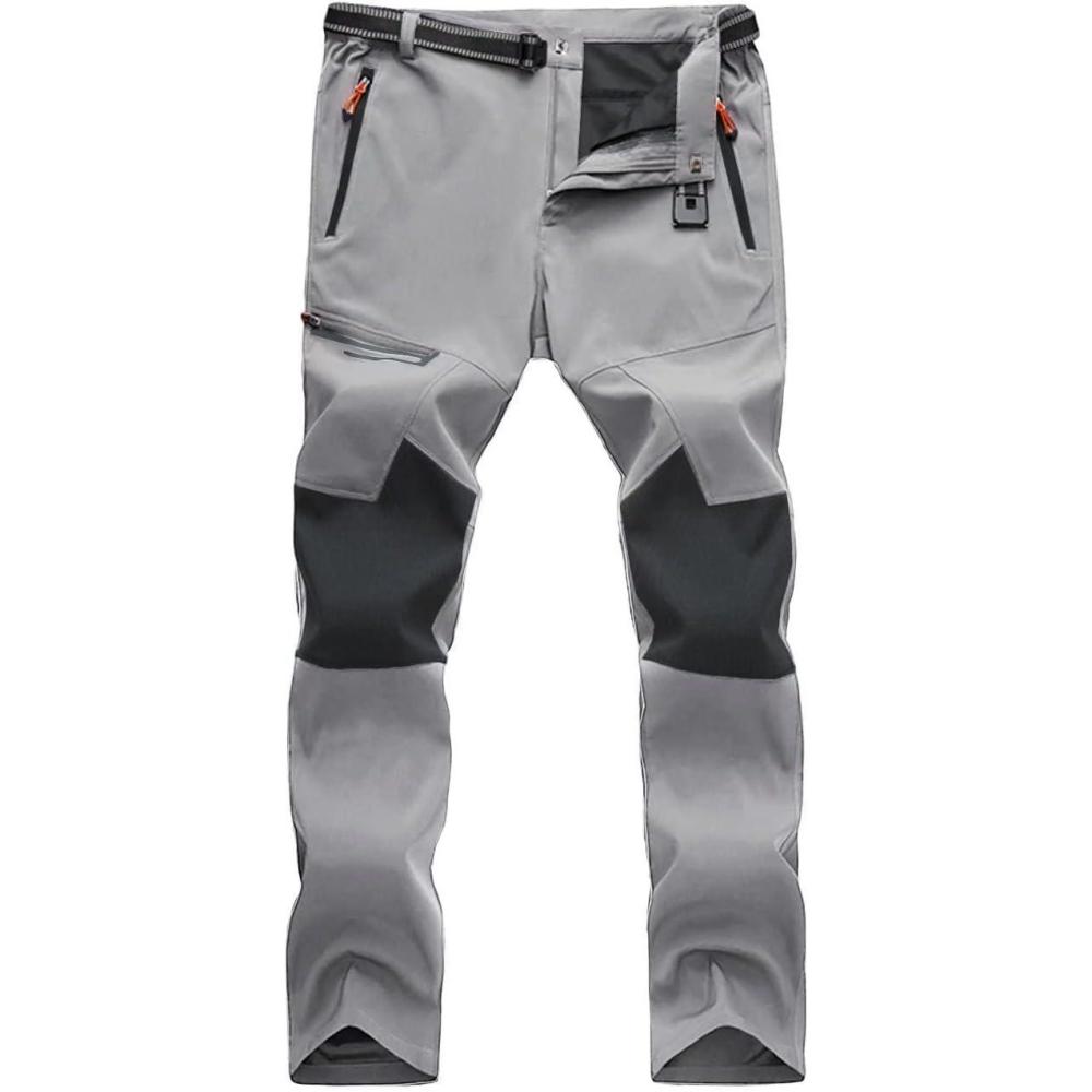 imageMAGCOMSEN Mens Hiking Pants QuickDry Water Resistant Reinforced Knee 4 Zip Pockets Outdoor Work PantsLight Grey