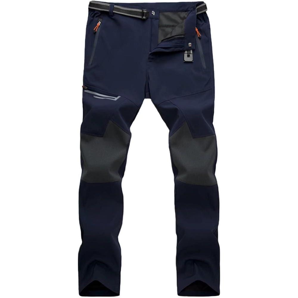imageMAGCOMSEN Mens Hiking Pants QuickDry Water Resistant Reinforced Knee 4 Zip Pockets Outdoor Work PantsNavy