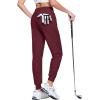 imageMAGCOMSEN Joggers for Women High Waisted Golf Pants with Zipper Pockets Quick Dry Lightweight Hiking Travel Workout PantsWine Red