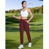 imageMAGCOMSEN Joggers for Women High Waisted Golf Pants with Zipper Pockets Quick Dry Lightweight Hiking Travel Workout PantsWine Red