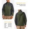 imageMAGCOMSEN Mens Hooded Windproof Water Resistant Rain Jacket Windbreaker 5 Pockets for HikingFishingTravelArmy Green