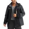 imageMAGCOMSEN Mens Hooded Windproof Water Resistant Rain Jacket Windbreaker 5 Pockets for HikingFishingTravelBlack Grey