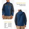 imageMAGCOMSEN Mens Hooded Windproof Water Resistant Rain Jacket Windbreaker 5 Pockets for HikingFishingTravelDenim Blue
