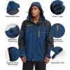 imageMAGCOMSEN Mens Hooded Windproof Water Resistant Rain Jacket Windbreaker 5 Pockets for HikingFishingTravelDenim Blue