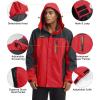 imageMAGCOMSEN Mens Hooded Windproof Water Resistant Rain Jacket Windbreaker 5 Pockets for HikingFishingTravelRed Grey