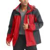imageMAGCOMSEN Mens Hooded Windproof Water Resistant Rain Jacket Windbreaker 5 Pockets for HikingFishingTravelRed Grey