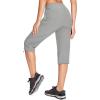 imageMAGCOMSEN Womens Capri Pants UPF 50 Lightweight Hiking Cargo Capri Joggers Quick Dry Golf Summer Pants with 5 PocketsLight Grey