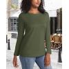 imageMAGCOMSEN Womens LongSleeve CrewNeck Cotton TShirt ClassicFit Shirt Soft Breathable Casual Tee Basic TopsArmy Green