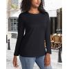 imageMAGCOMSEN Womens LongSleeve CrewNeck Cotton TShirt ClassicFit Shirt Soft Breathable Casual Tee Basic TopsBlack