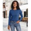 imageMAGCOMSEN Womens LongSleeve CrewNeck Cotton TShirt ClassicFit Shirt Soft Breathable Casual Tee Basic TopsDark Bluegray