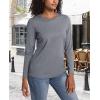 imageMAGCOMSEN Womens LongSleeve CrewNeck Cotton TShirt ClassicFit Shirt Soft Breathable Casual Tee Basic TopsDark Gray