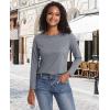 imageMAGCOMSEN Womens LongSleeve CrewNeck Cotton TShirt ClassicFit Shirt Soft Breathable Casual Tee Basic TopsDark Gray