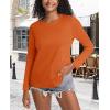 imageMAGCOMSEN Womens LongSleeve CrewNeck Cotton TShirt ClassicFit Shirt Soft Breathable Casual Tee Basic TopsDeep Orange