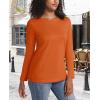 imageMAGCOMSEN Womens LongSleeve CrewNeck Cotton TShirt ClassicFit Shirt Soft Breathable Casual Tee Basic TopsDeep Orange