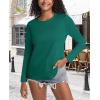 imageMAGCOMSEN Womens LongSleeve CrewNeck Cotton TShirt ClassicFit Shirt Soft Breathable Casual Tee Basic TopsEmerald Green