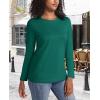 imageMAGCOMSEN Womens LongSleeve CrewNeck Cotton TShirt ClassicFit Shirt Soft Breathable Casual Tee Basic TopsEmerald Green