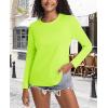imageMAGCOMSEN Womens LongSleeve CrewNeck Cotton TShirt ClassicFit Shirt Soft Breathable Casual Tee Basic TopsFluorescent Green