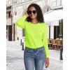 imageMAGCOMSEN Womens LongSleeve CrewNeck Cotton TShirt ClassicFit Shirt Soft Breathable Casual Tee Basic TopsFluorescent Green