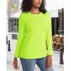 imageMAGCOMSEN Womens LongSleeve CrewNeck Cotton TShirt ClassicFit Shirt Soft Breathable Casual Tee Basic TopsFluorescent Green