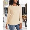 imageMAGCOMSEN Womens LongSleeve CrewNeck Cotton TShirt ClassicFit Shirt Soft Breathable Casual Tee Basic TopsLight Apricot