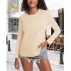 imageMAGCOMSEN Womens LongSleeve CrewNeck Cotton TShirt ClassicFit Shirt Soft Breathable Casual Tee Basic TopsLight Apricot