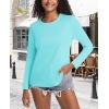 imageMAGCOMSEN Womens LongSleeve CrewNeck Cotton TShirt ClassicFit Shirt Soft Breathable Casual Tee Basic TopsLight Lakeblue